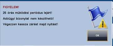 Nem kritikus hiba esetén annak elhárítása után újra lehet próbálkozni a kassza alkalmazás indításával. A program betöltése után a kassza rendszer menüje jelenik meg a képernyőn.