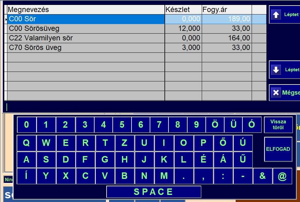 száma! A vásárlói, valamint a pénztárosi kijelzőn a Nyugta megszakítva felirat jelenik meg. A megszakítás után új nyugta tétel felvitel kezdődhet.