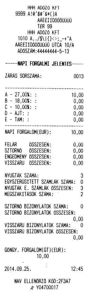 41. ábra - Euró időszak - X Napi Pénztárjelentés 42.