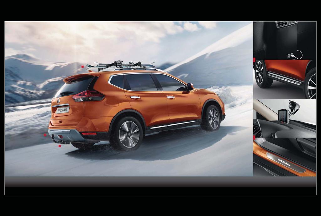 EREDETI NISSAN TARTOZÉKOK SZEMÉLYRE SZABOTT CSALÁDI KALANDOK Szerelje fel X-TRAIL-t igényeinek megfelelően, és még emlékezetesebb lehet a következő családi utazás.