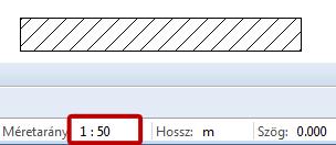 182 Sraffozások és méretarány Allplan 2018 Ábrázolás a dokumentumban A sraffozásvonalak száma azonos marad, ezért nem változik az ábrázolás a dokumentumban, ha megváltoztatja a referencia méretarányt.