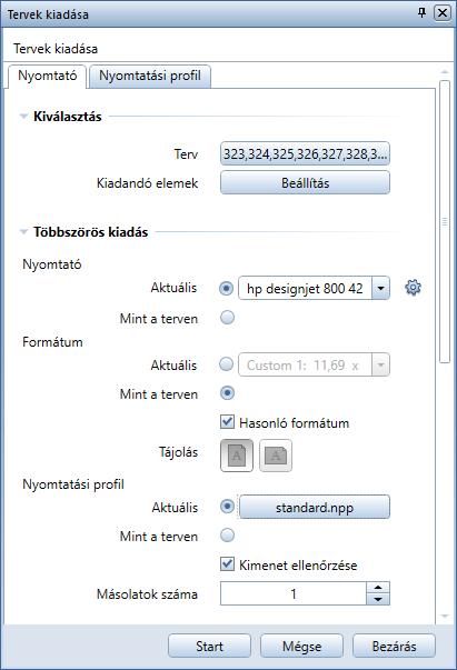 Telepítés, alapok Nyomtatás és tervkiadás 297 3 Kattintson a Kiválasztás területen a Terv mellett a gombra, és válassza ki a tervstruktúrán keresztül az összes olyan tervet, amelyet ki szeretne adni