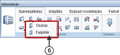 Ezek az optikailag függőleges vonalakkal elválasztott funkciócsoportok tematikusan összeillő funkciókból állnak (Létrehozás (4)/Létrehozás a kontextusban (5)/Módosítás