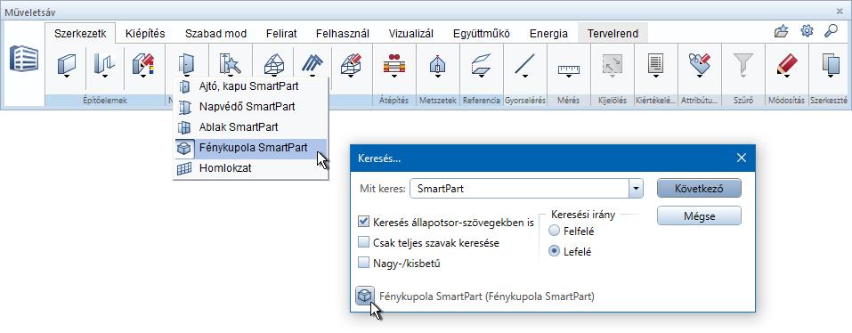 Kattintson utána a Következő gombra. Ha a keresési kifejezése sikeres megtalálható egy funkció elnevezésében, akkor az eredmény meg fog jelenni a Keresés... párbeszédpanel alsó területén.