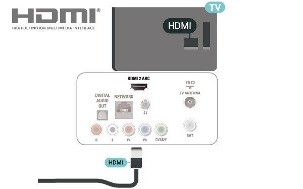 Ha a készülékén hang is van, használjon Audio L/R cinch kábelt. 5.5 Audioeszköz HDMI ARC Csak a TV-készülék HDMI 2 csatlakozója rendelkezik HDMI ARC (visszirányú audio-) csatornával.