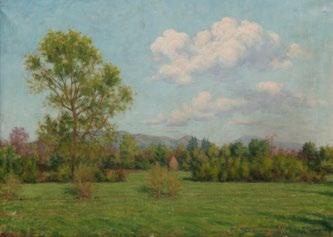 Sztrakay Géza (1894-1981) Tavaszi táj fával / Spring landscape with tree, 1919 75,5 x 100,3 cm Jelezve balra lent /