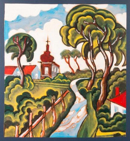 40. Klein József (1896-1945) Nagybányai dombos táj / Hill landscape in Nagybánya, 1923 ; 66 x 76 cm Jelezve balra lent / Signed left below: Klein J.