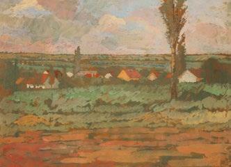 Kádár Béla (1877-1956) Mezei táj házakkal/ Field landscape with houses, 1910 tempera, papír / watercolor on paper 23 x 30 cm Kádár Béla Kikiáltási ár: