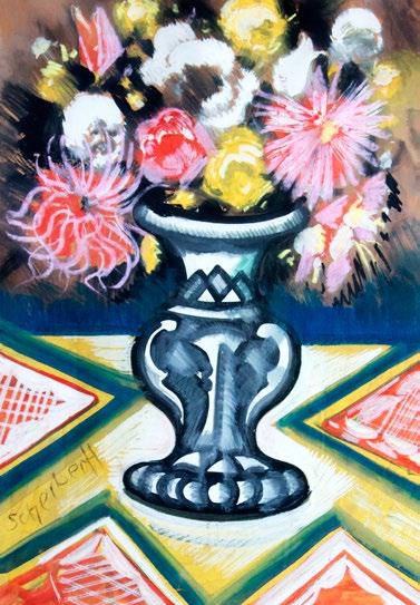 57. Vass Elemér (1887-1957) Virágcsendélet / Flower still life, 1932 60,5 x 49,5 cm Vass E 1932 Kikiáltási ár: 440