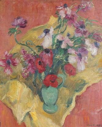 Böhm Lipót (1916-1995) Virágcsendélet / Flower still life akvarell, karton / watercolor on cardboard 40 x 55 cm