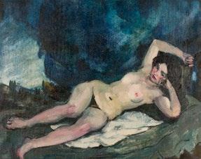 61. Emőd Aurél (1897-1958) Női akt (hátoldalán: Akt) / Female nude (on the backside: Nude) 90 x 113 cm Jelzés