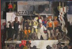 74. Aba-Novák (1894-1941) Vándorkomédiások (Artisták)/ Wandering comedians, 1930-as évek olaj, fa / oil on panel 57,5 x 68 cm Jelezve balra lent / Signed left below: Aba-Novák Vilmos Felirat a