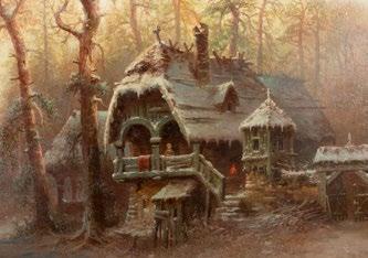 Albert Bredow (1828-1899) Erdei kunyhó / Cottage in the forest 98 x 143 cm Jelezve jobbra fent /