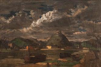 109. Fényes Adolf (1867-1945) Felhős mesetáj / Cloudy fairy landscape 45 x 66,5 cm Fényes Adolf Kikiáltási ár: 280 000 Ft Starting price: 870 Becsérték: 340 000-440