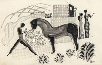 Bernáth Aurél (1895-1982) Fekvő akt, 1975 körül / Lying nude, around 1975 tus, papír / ink on paper 20 x 27