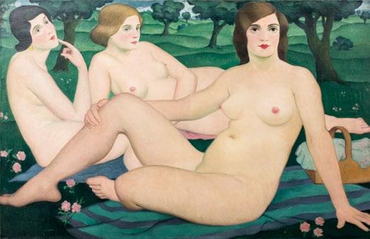 121. Kézdi-Kovács Elemér (1898-1976) Aktok tájban / Nudes in landscape, 1931 70 x 100 cm Jelezve jobbra középen / Signed right in the middle: Kézdi E.