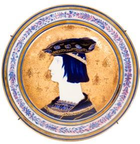 fazonszám: 431 Zsolnay-factory, Pécs, around 1880, gilt, painted glazed porcelain faience, lady and lord in renaissance-style