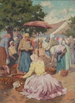 Vastagh Géza (1866-1919) Baromfiudvar / Poultry-yard 21,5 x 34,5 cm Jelezve jobbra fent / Signed right