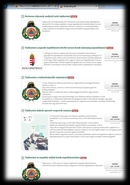 RÉSZLETESEBB TÁJÉKOZTATÓ A NAK PORTÁLJÁN A KÉZIKÖNYVEK, TÁJÉKOZTATÓK