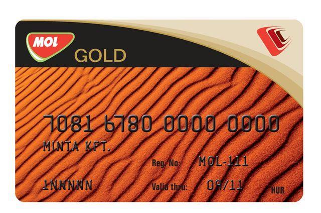 A kártya előlapját ábrázolja a következő kép: 3. 4.. 9. 8. 2 5. 6. 7. A szabvány bankkártya-méretű MOL Gold üzemanyagkártyán egy alap fotó látható.