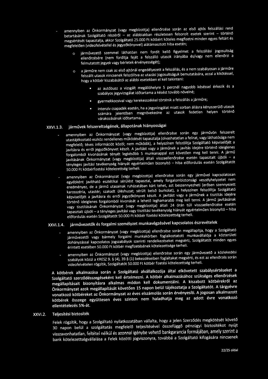 amennyiben az Önkormányzat (vagy megbízottja) ellenőrzése során az első ajtós felszállási rend betartásának Szolgáltató részéről - az alábbiakban részletesen felsorolt esetek szerint - történő