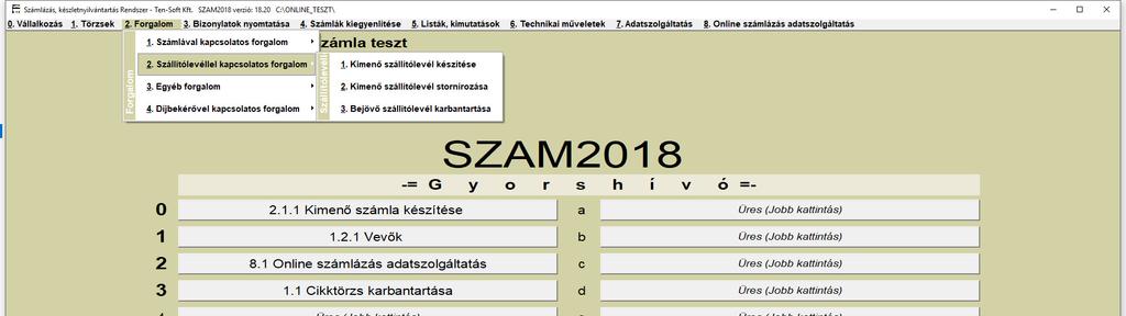 kiállított számla rögzítése a készlet miatt) Bejövő számla karbantartása (csak