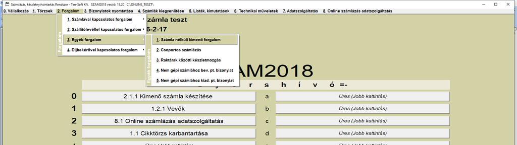 ) Előző évi kimenő számlák átvétele Előző évi bejövő számlák átvétele 2.