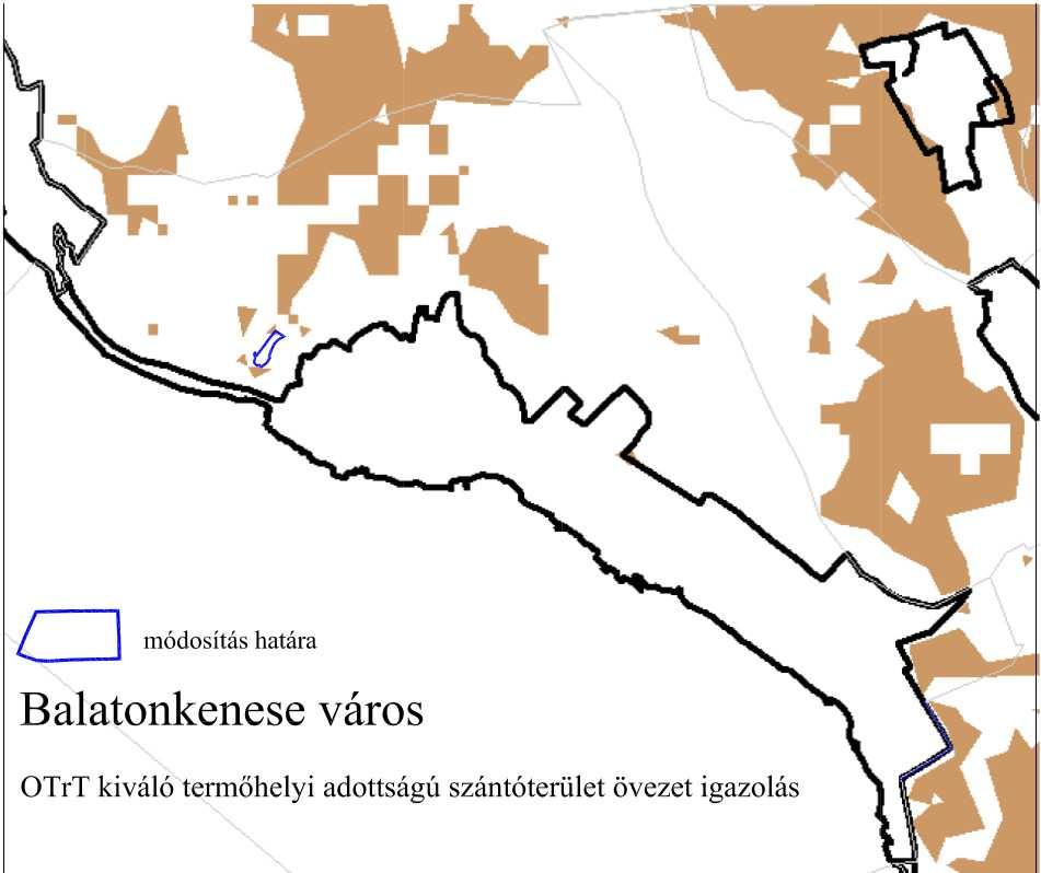 ker-ben.övezete Kiemelt fontosságú meglévő honvédelmi területek övezete Az Országos Területrendezési Terv szerkezeti tervén a módosítás területe a mezőgazdasági térségbe.