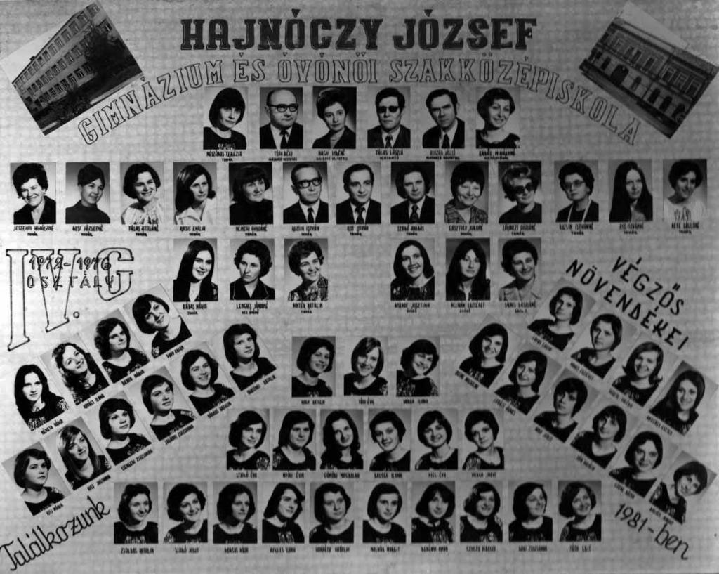57 1975/76. tanév, IV. C Diákok soronként: 1. sor: Németh Mária, Kovács Ilona, Berta Mária, Papp Erika, Lovas Lucia, Karacs Erzsébet, Fekete Valéria, Kerekes Eszter; 2.