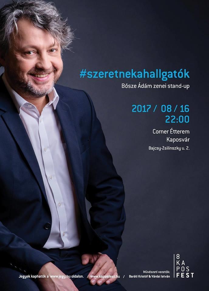 22:00 Bősze Ádám zenei standup ősbemutatója Bősze Ádám zenei stand up estjével egy eddig nem létező, új műfajt hozott létre: a stand up comedy alapjaira építve nyújt minőségi és különleges élményt a