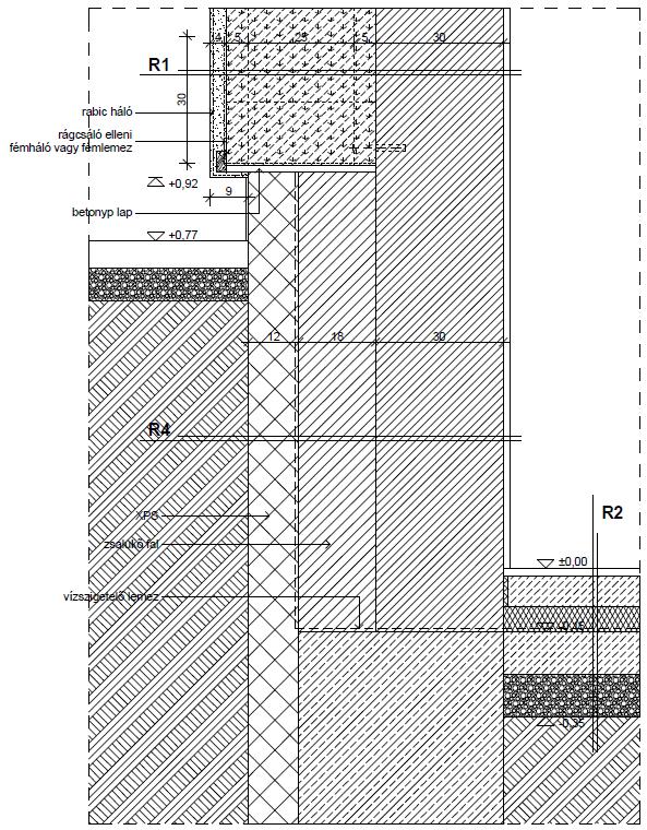 2-3. ábra: Szalmabála elemek rögzítésének alsó (2) és felső (3) csomópontja [Medgyasszay, 2011] Családi ház Nyíregyházán. A bemutatott épület Nyíregyháza kertvárosi elővárosában helyezkedik el.