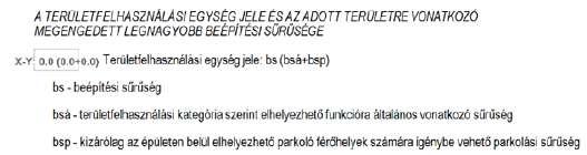 Ennek értelmében az FRSZ rögzíti, hogy a bsá jelű általános sűrűségi érték az általánosan elhelyezhető funkciók számára így a parkolás céljára is igénybe vehető, a bsp jelű parkolási sűrűségi érték