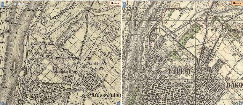 Az 1941-es térkép alapján a Megyer kertváros beépítési struktúrája közelítette a mai állapotot.
