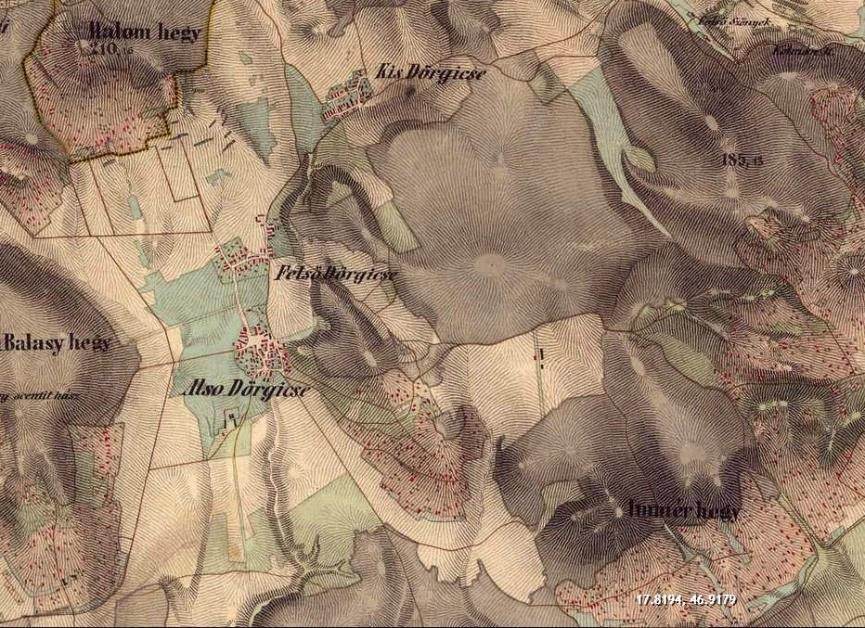 Tájhasználat, a szőlőhegyek jelentősége A tájhasználat változásait jól követhetjük a katonai felmérések térképein, és a XIX. század közepén készült kataszteri térképen.