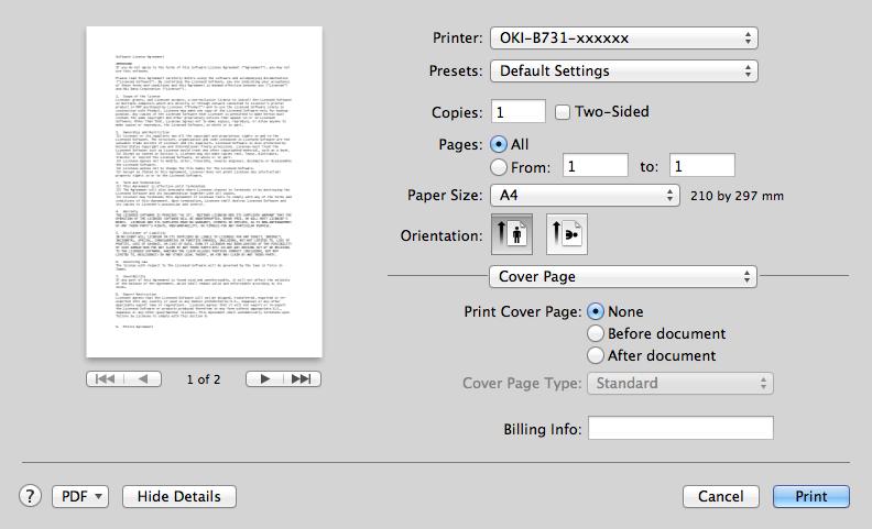 A nyomtatási funkció ismertetése 1 [Cover Page (Cover Page)] panel [Papírkezelés (Paper Handling)] panel Hasznos nyomtatási funkciók Borítóoldal nyomtatása (Print Cover Page) Cover Page Type (Cover