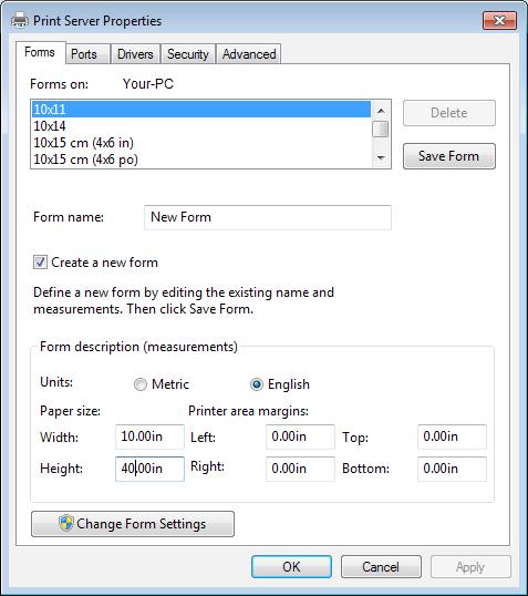 Nyomtatás különféle funkciókkal A Windows operációs rendszerhez való XPS nyomtató-illesztőprogram esetén b A [Width] és a [Length] mezőben adja meg a méreteket.