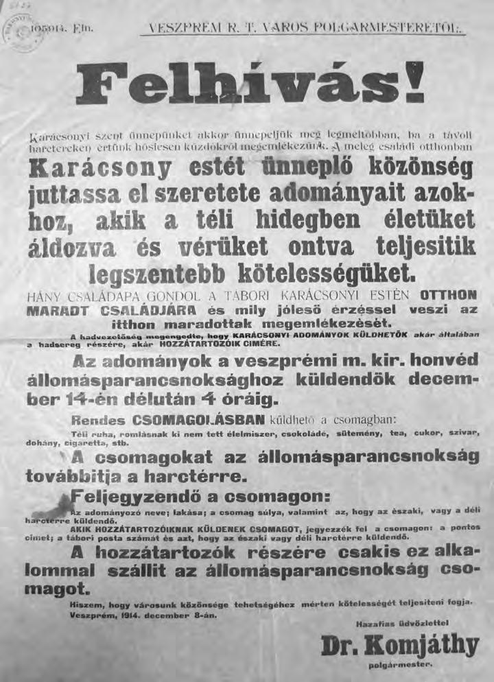 VESZPRÉMI SZEMLE 2014/4 26 Komjáthy felhívása a