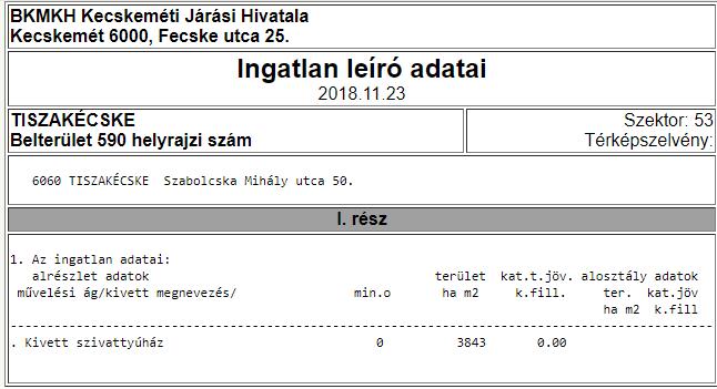 számú ügy: A KLIK részéről igény jelentkezett a József Attila utca 6.