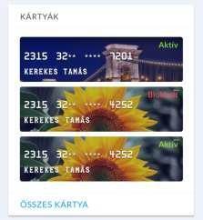 6.2. Kártyák A bankkártyák funkcióban Önnek lehetősége van a számláihoz kapcsolódó bankkártyák kezelésére (limitmódosítás, státusz módosítás), valamint a kártyák tulajdonságainak megtekintésére