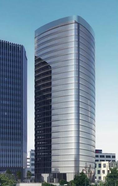ábra Orbi Tower (115 m), Bécs A Linzben épült Lux Tower (20. ábra) vegyes CPRF-megoldást mutat a tekintetben, hogy az egyenletesen kiosztott és a terheléshez igazodó cölöpképet egyesíti.
