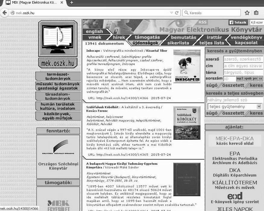 Az állományban a mai szakfolyóiratok mellett megtalálhatók a külföldön élő magyarság által megjelentetett időszaki kiadványok, valamint visszamenőleg digitalizált kulturális és tudományos lapok régi