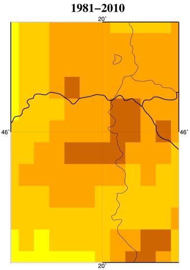 Összességében a teljes alterületen megfigyelhető melegedés és szárazodás azonban nem jellemző. A szezonalitás mértékét és típusát megjelenítő 7. ábrán látható, hogy az 1.