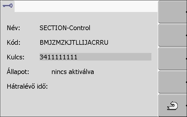 7 A terminál konfigurálása a Service alkalmazásban A terminál céljának beállítása Az alábbi maszk jelenik meg: 3. Adja meg az aktiválószámot a "Kulcs" mezőben.
