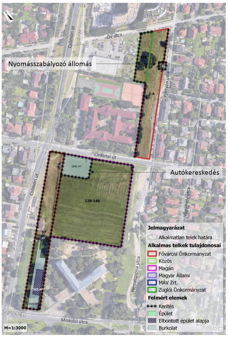 Cinkotai út sarkán Növényzet: A területen jelentéktelen mennyiségű parlagfű található Pöstyén utcánál néhány középkorú nyárfa Egyéb: A terület kiváló adottságokkal