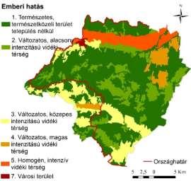 4. ábra: Az emberi hatás indikátorkutatási területre jellemző osztályai 5. ábra: A kutatási terület felszínborítás-dominanciája 6.
