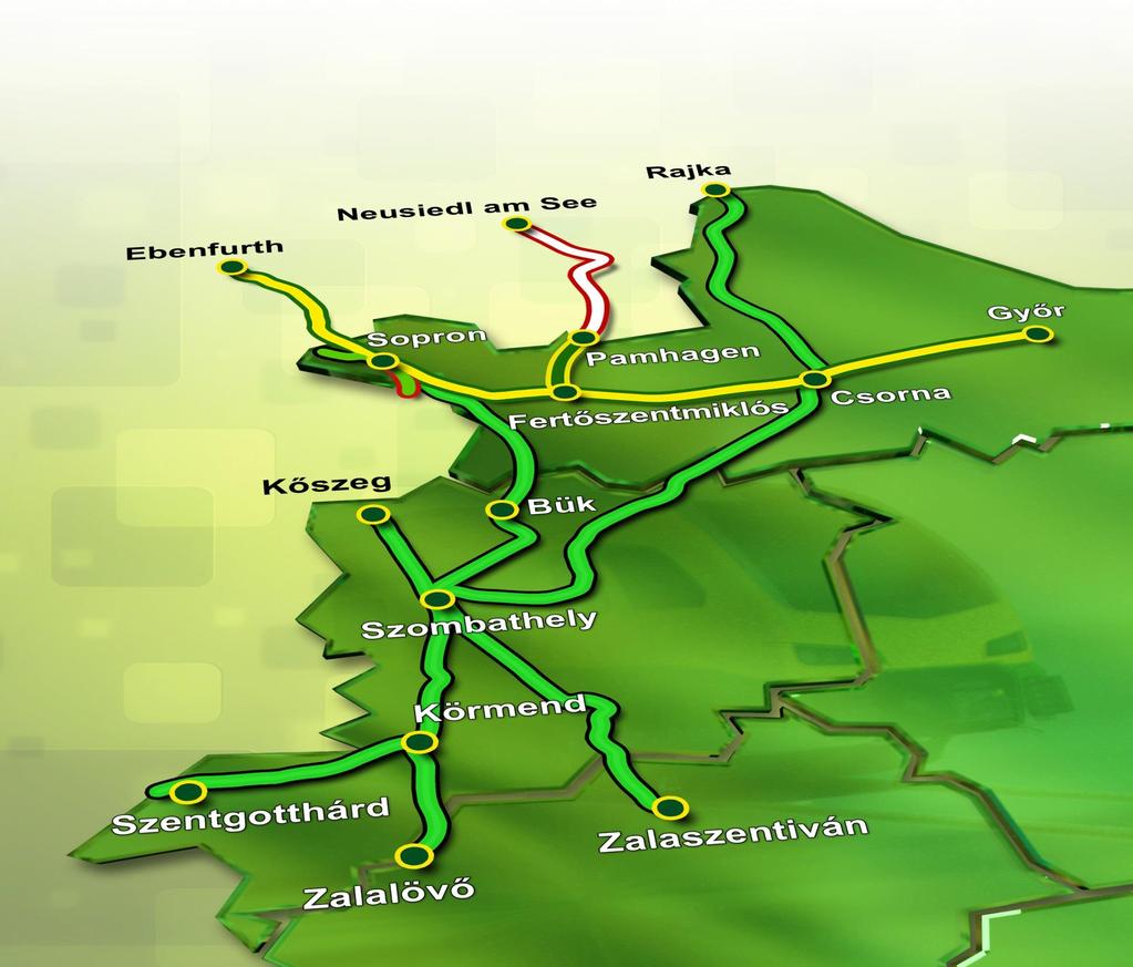 A GYSEV Zrt. jelenlegi vonalhálózata, az infrastruktúra tulajdoni viszonyai NSB GmbH.