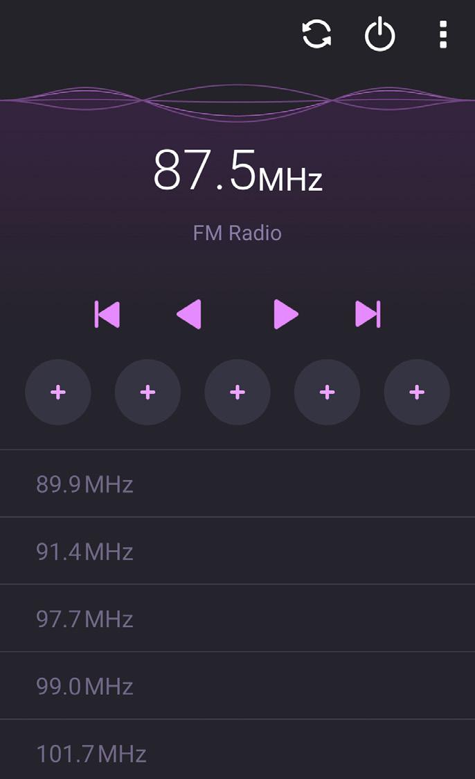 FM-rádió Hallgassa kedvenc helyi rádióállomásait ASUS Phone készülékén! 1. Csatlakoztassa a mellékelt headsetet az ASUS Phone készülékhez. 2. Érintse meg a > FM Radio (FM-rádió) elemet.