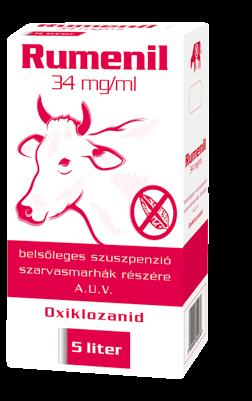 által okozott krónikus májmételykór (fascioliasis) kezelésére. Fertőző galandféregízek (Moniezia spp.