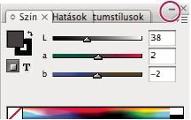 INCOPY CS3 19 Kis méret gomb Ikonként megjelenített panelek használata Csukja össze a paneleket ikonokká, ha nem szeretné, hogy a munkaterület túlságosan áttekinthetetlenné váljon.