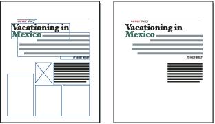 INCOPY CS3 30 Keret szélének megjelenítése vagy elrejtése A keretszegélyek elrejtése az X-jelet is elrejti az üres grafikai keretekben.